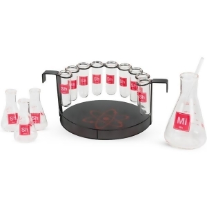 15-Piece Science Themed Novelty Shot Glass Bar Set with Chemistry Glassware and Serving Tray - All