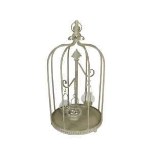 26 Vintage Rose Antique-Style Distressed Gray-Washed Taupe Metal Birdcage Tea Light Candle Holder - All