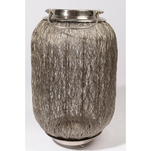 27.25 Beach Day Contemporary Chic Extra Large Wire Woven Hurricane Pillar Candle Holder - All