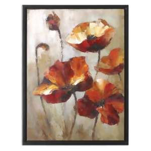 39 Hand Painted Impressionist Red Poppy Flower Framed Stretched Canvas Wall Art - All