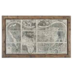 71 Antique-Style World Map Oil Reproduction Print Framed Wall Art - All