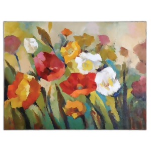 48 Hand Painted Impressionist Flower Bed Unframed Stretched Canvas Wall Art - All