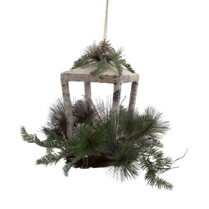 12 Rustic Glittered Christmas Candle Lantern with Foliage Pine Cones and Jingle Bells - All
