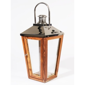24.75 Beach Day Over-Sized Stainless Steel and Sheesham Wood Modern Pillar Candle Lantern - All