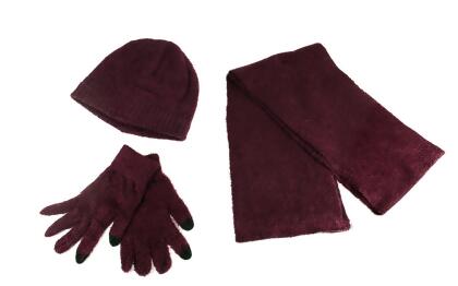 Women's Plum Burgundy Aloe Vera Plush Winter Beanie Hat - One Size alternate image