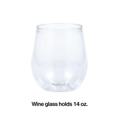 Club Pack of 24 Clear Stemless Wine Glasses 3.7" alternate image