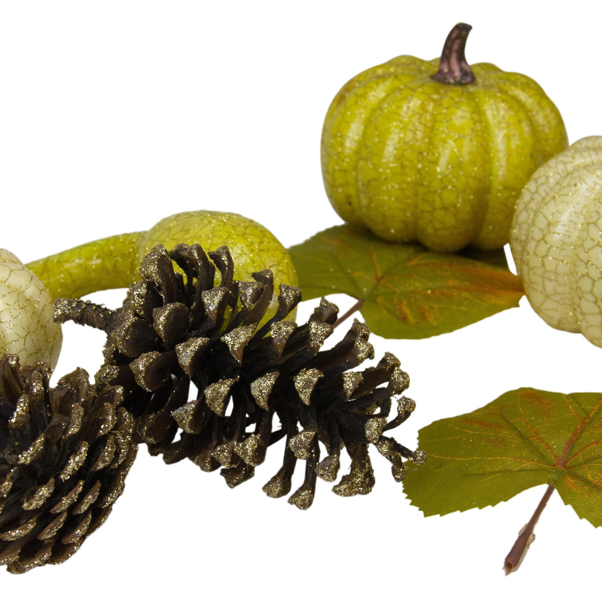 Set of 12 Crackled and Glittered Fall Pumpkin, Gourd, Berry, Pine Cone Decoration Set alternate image