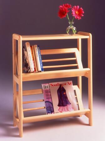 30" Natural Unique Juliet Bookshelf with 2-Layer Slanted Shelves alternate image