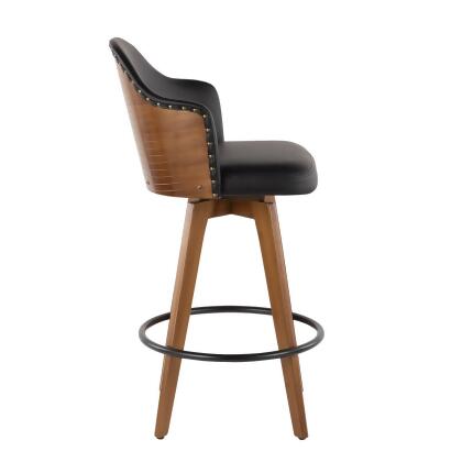 37" Black Faux Leather with Wood Legs Ahoy Counter Barstool alternate image