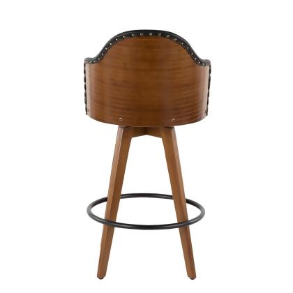 37" Black Faux Leather with Wood Legs Ahoy Counter Barstool alternate image