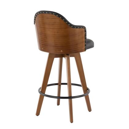 37" Black Faux Leather with Wood Legs Ahoy Counter Barstool alternate image
