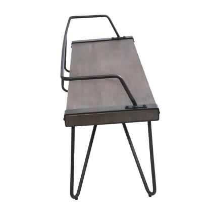 51.25” Dark Walnut Brown and Vintage Black Wooden Bench alternate image