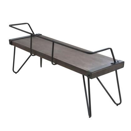 51.25” Dark Walnut Brown and Vintage Black Wooden Bench alternate image