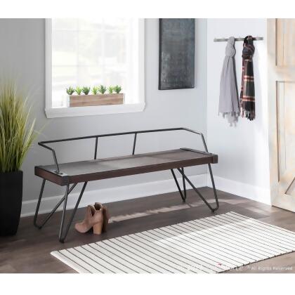 51.25” Dark Walnut Brown and Vintage Black Wooden Bench alternate image