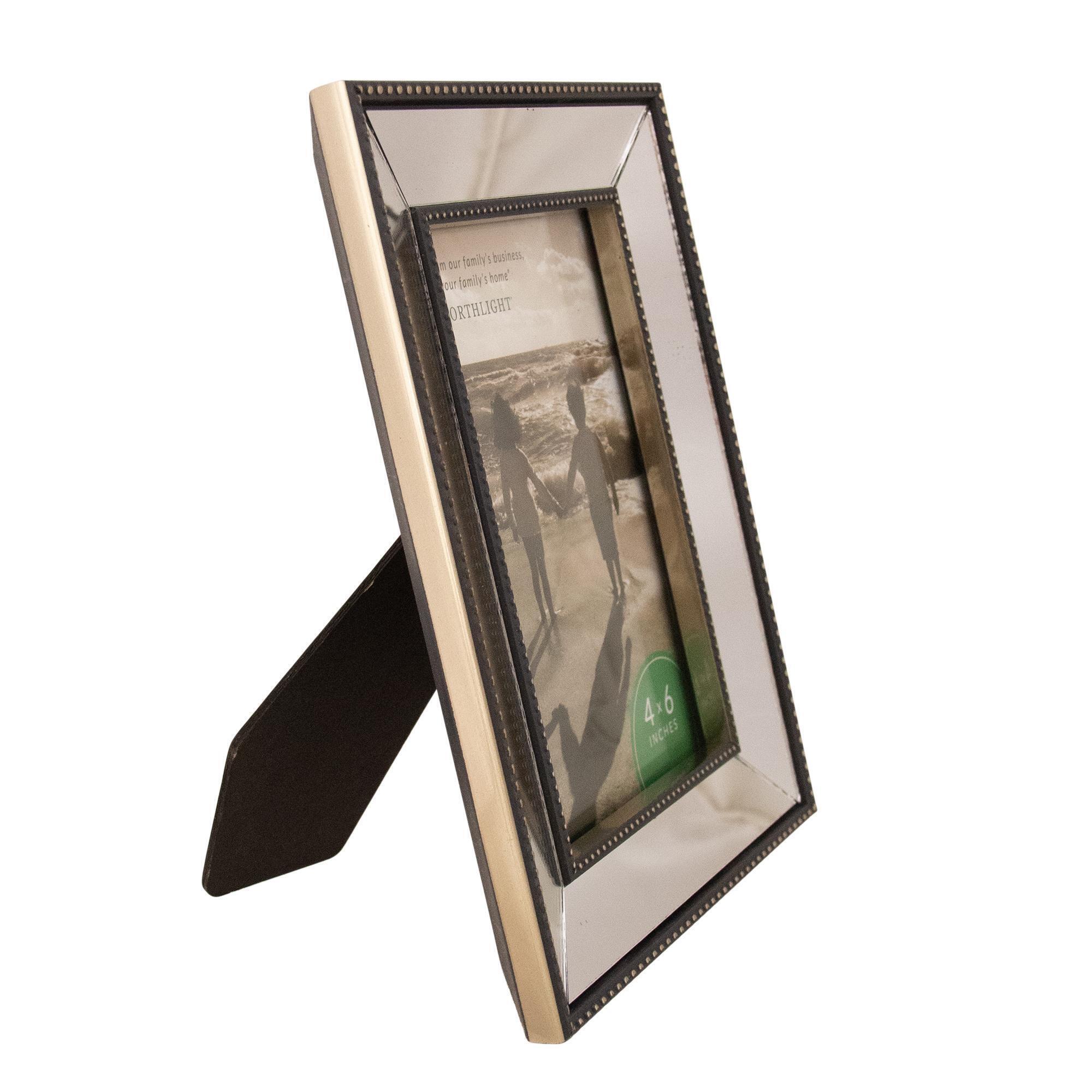 8" Black Contemporary Rectangular Mirrored Picture Frame for 6" x 4" Photo alternate image
