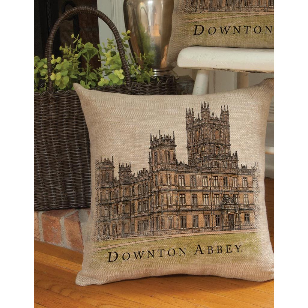 18" Brown and Beige Downton Abbey Highclere Castle Square Throw Pillow alternate image