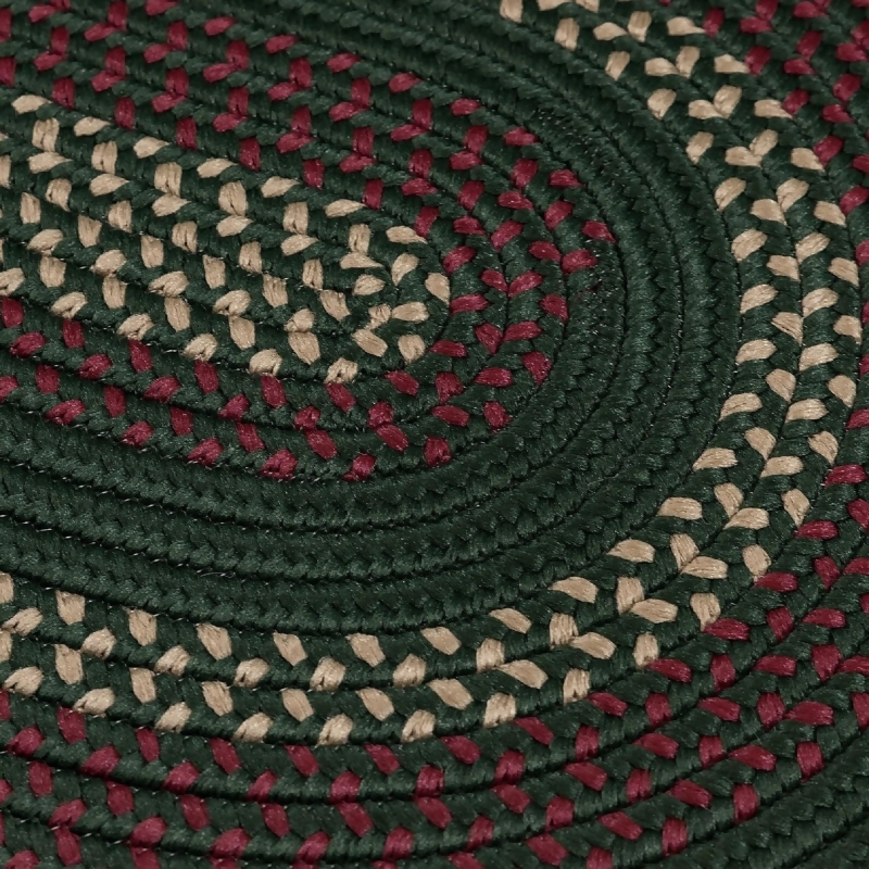5' x 7' Hunter Green Oval Modern Braided Area Throw Rug from Christmas