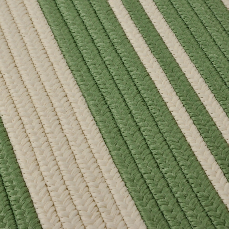 2' x 7' Green and Beige All Purpose Striped Handcrafted Reversible Area