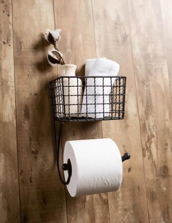 9.75" Black Multi-purpose Toilet Paper Holder alternate image