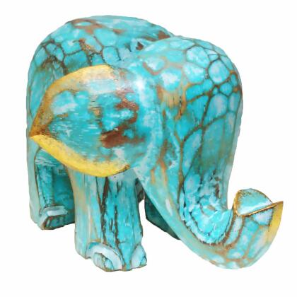 5" Green and Gold Handcrafted Unique Elephant Statue Decor alternate image