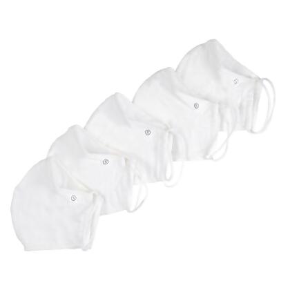 Pack of 5 White 3 Ply Reusable Fabric Face Masks with Seam alternate image