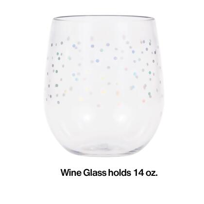 Pack of 6 Clear Iridescent Polka Dots Stemless Wine Glasses 3.5" alternate image