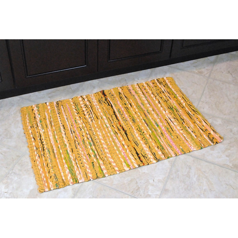 48" x 72" Mustard Yellow Reversible Rectangular Rag Rug from Christmas