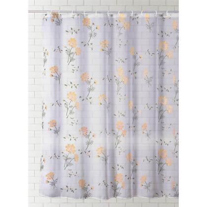 6' Orange and Green Floral Print Home and Bathroom Essentials Shower Curtain alternate image