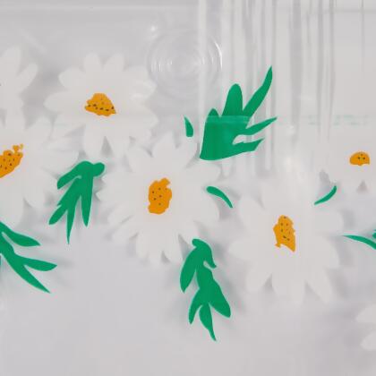 6' Orange and Green Floral Print Home and Bathroom Essentials Shower Curtain alternate image