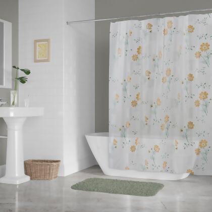 6' Orange and Green Floral Print Home and Bathroom Essentials Shower Curtain alternate image