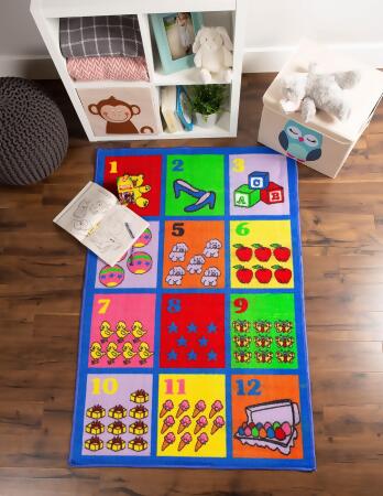 3' x 5' Blue, Red, and Pink Rectangular Home Essentials Children Rug alternate image
