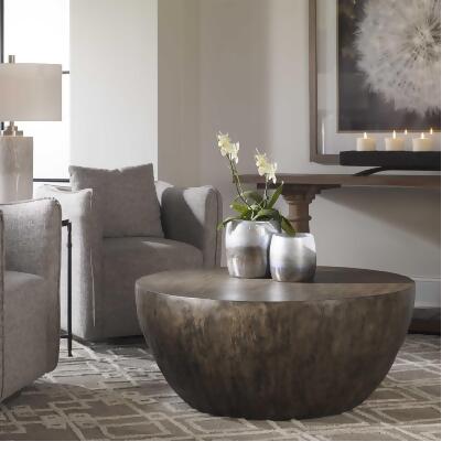 42-Inch Round Mango Wood Veneer Coffee Table alternate image