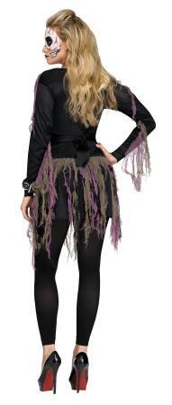 Black and Purple Skeleton Women Adult Halloween Costume - Small alternate image