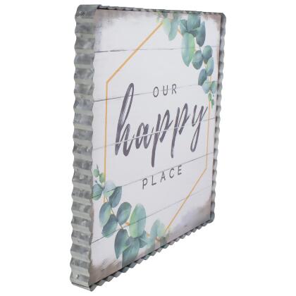 Metal Framed "Our Happy Place" Decorative Canvas Wall Art 12" alternate image