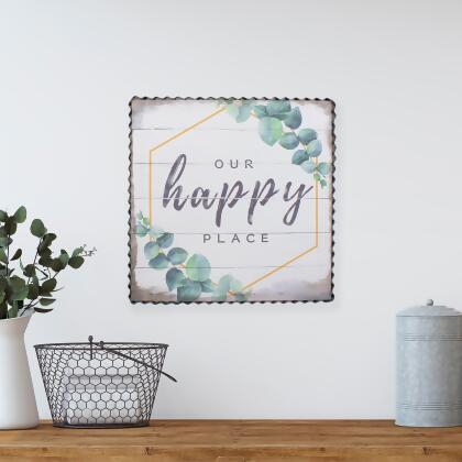 Metal Framed "Our Happy Place" Decorative Canvas Wall Art 12" alternate image