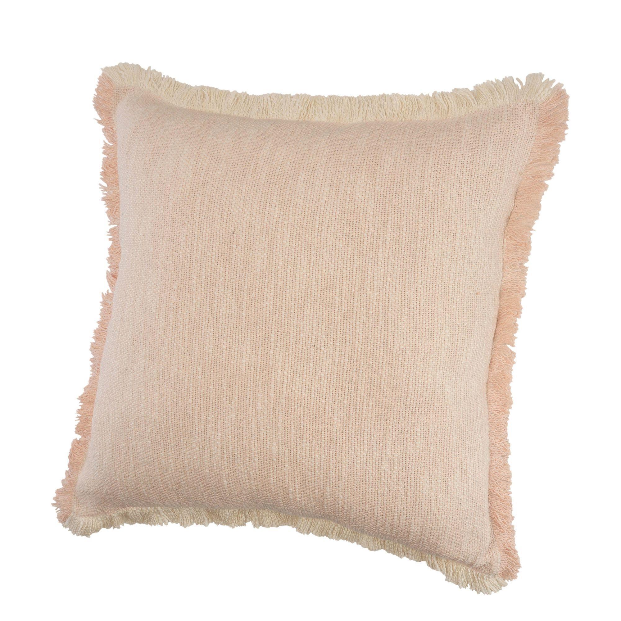 20" Pink and Cream Two Tone Hand Woven Square Throw Pillow alternate image