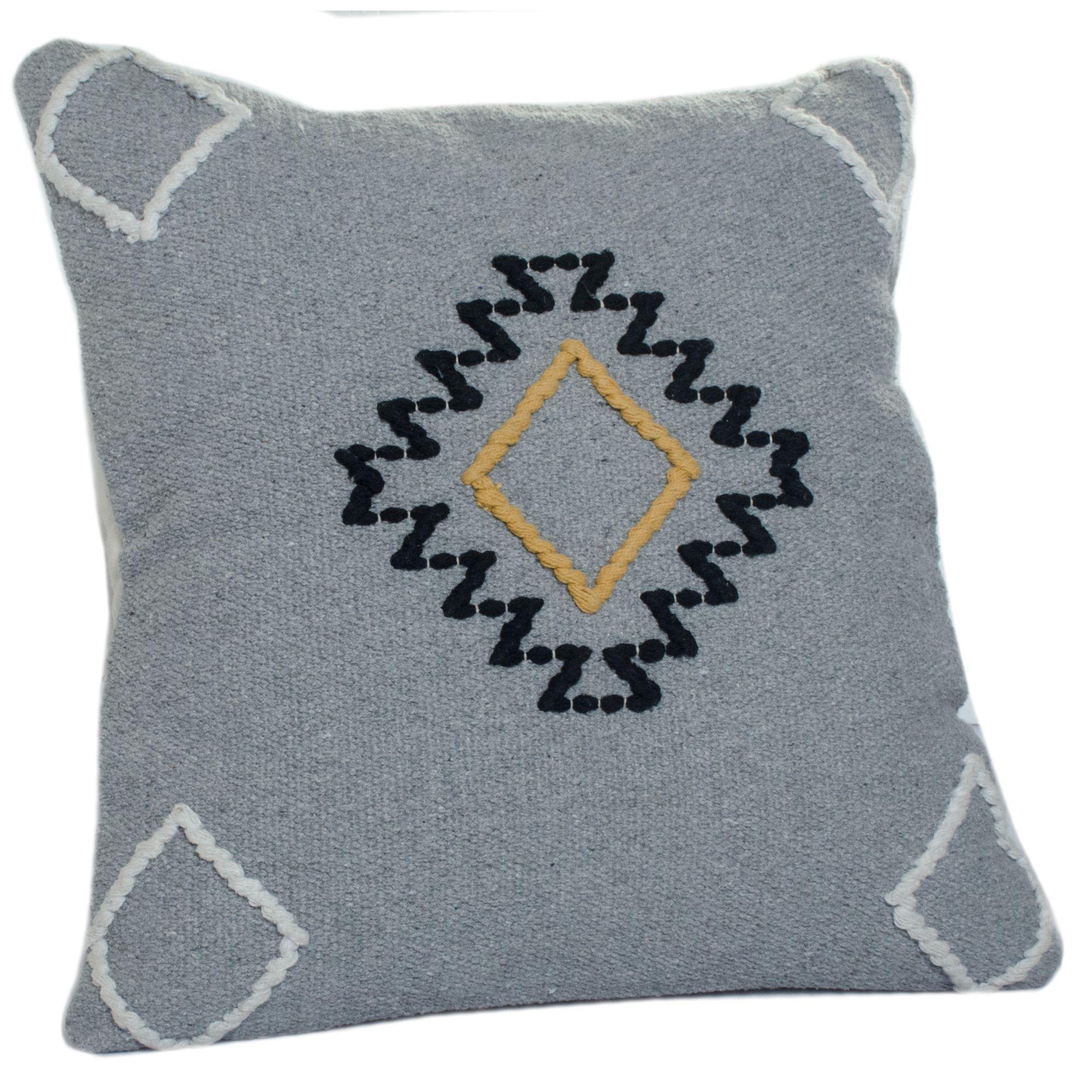 20" Gray and White Scandinavian Diamond Motif Square Throw Pillow alternate image