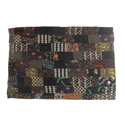 Black and Green Checkered Handmade Throw Blanket 50" x 70" alternate image