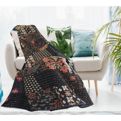 Black and Green Checkered Handmade Throw Blanket 50" x 70" alternate image