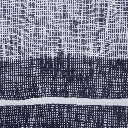 108" Blue and White Minimal Plaid Coverlet with Fringe - King Size alternate image