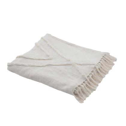 108" Cream Geometric Diamond Coverlet with Fringe - King Size alternate image