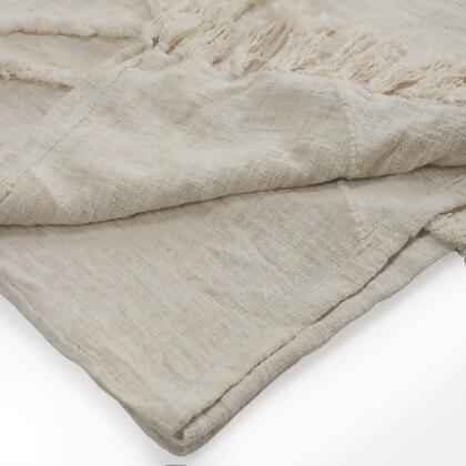 108" Cream Geometric Diamond Coverlet with Fringe - King Size alternate image