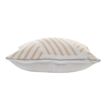 20" Tan and White Geometric Striped Square Throw Pillow alternate image
