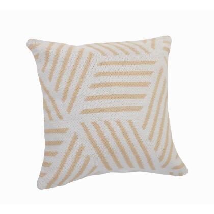 20" Tan and White Geometric Striped Square Throw Pillow alternate image
