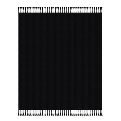 Black Checkered Weave Throw Blanket with Fringes 50" x 60" alternate image