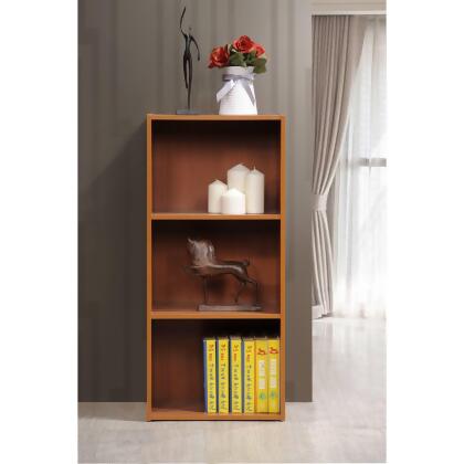35.5" Cherry Red Contemporary 3 Shelves Rectangular Bookcase alternate image