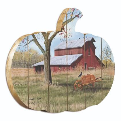 17" Red and Green "Summer's End" Hanging Pumpkin Thanksgiving Wall Decor alternate image
