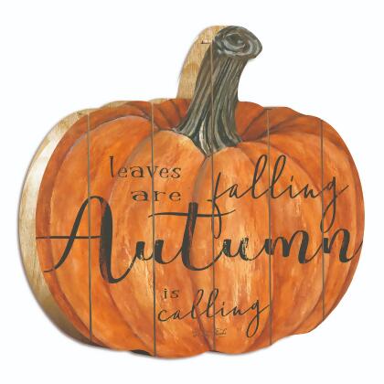 17" Orange and Brown "Leaves are Falling Autumn is Calling" Hanging Pumpkin Thanksgiving Wall Decor alternate image