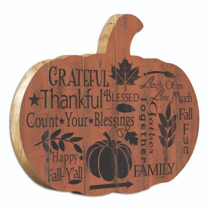 17" Orange and Black Fall Sentiments Pumpkin Hanging Thanksgiving Wall Decor alternate image