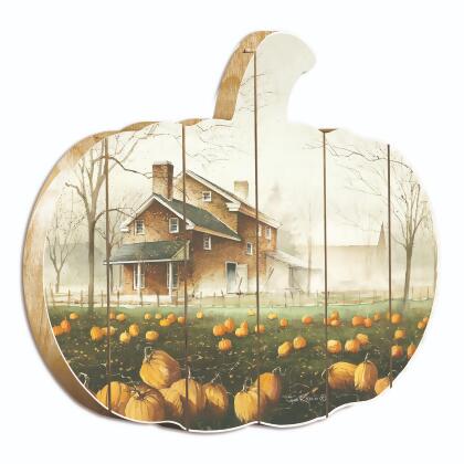 17" Ivory and Green October Gray Hanging Pumpkin Thanksgiving Wall Decor alternate image
